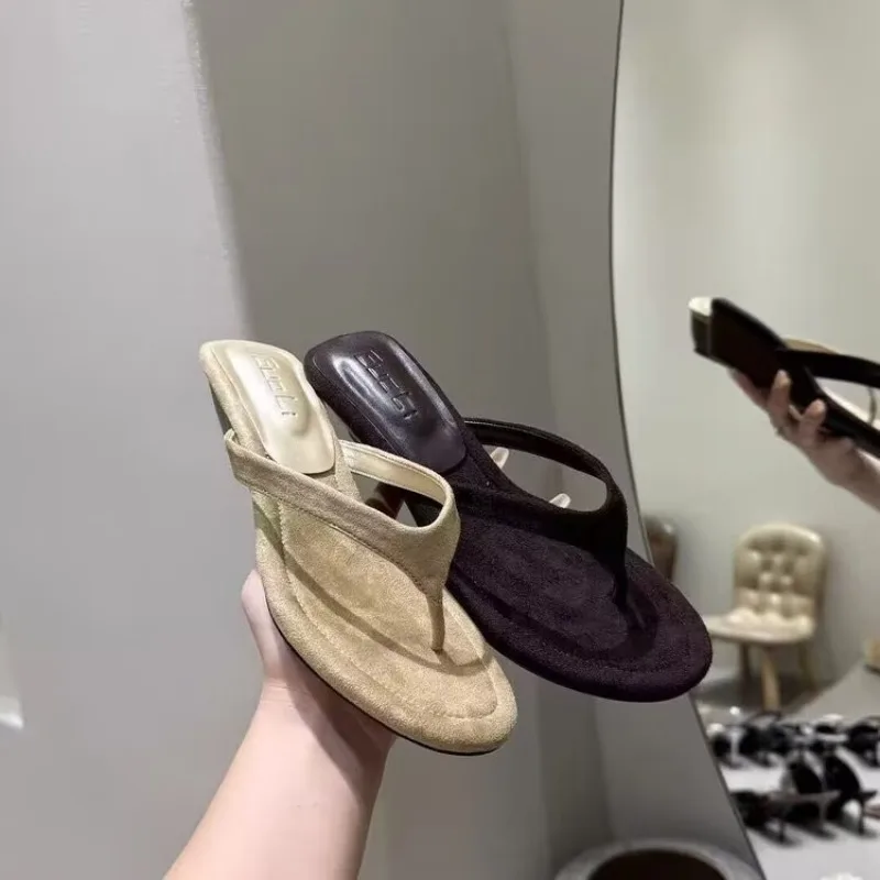Women's Slippers  Fashion Casual Toe Clip Toe Round Toe Thin Bottom Slope with Solid Color Fashion Slippers Outdoor Flip-flops