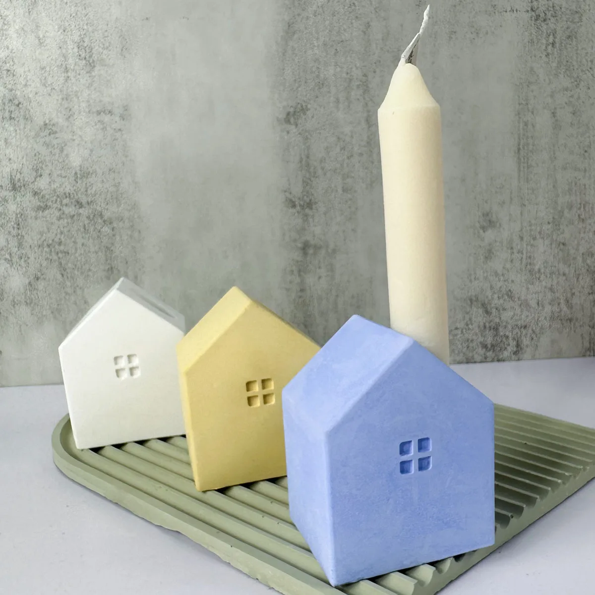 Creative Small House Candlestick Silicone Mold DIY Handmade Matches Storage Box Crafts Plaster Concrete Resin Vase Casting Molds