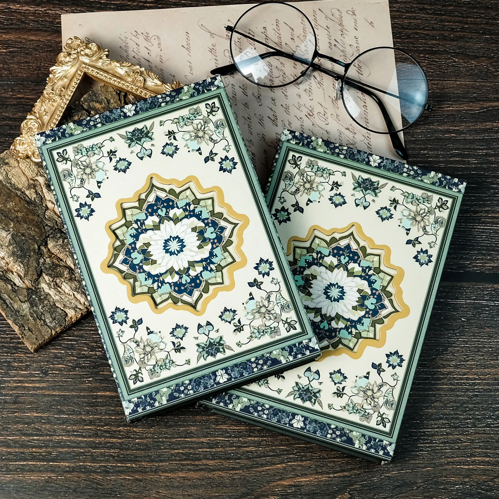 Cross border hot selling high aesthetic retro pattern series portable notebook magnetic buckle diary creative hollow out