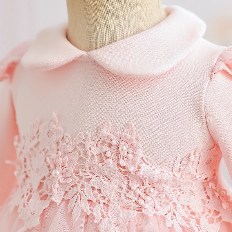 Robe de Soirée en Tulle de Coton pour Bébé Fille, Tenue à Manches sulfen Velours et Doublure Polaire, pour Anniversaire de 1 an, Automne Hiver 2024