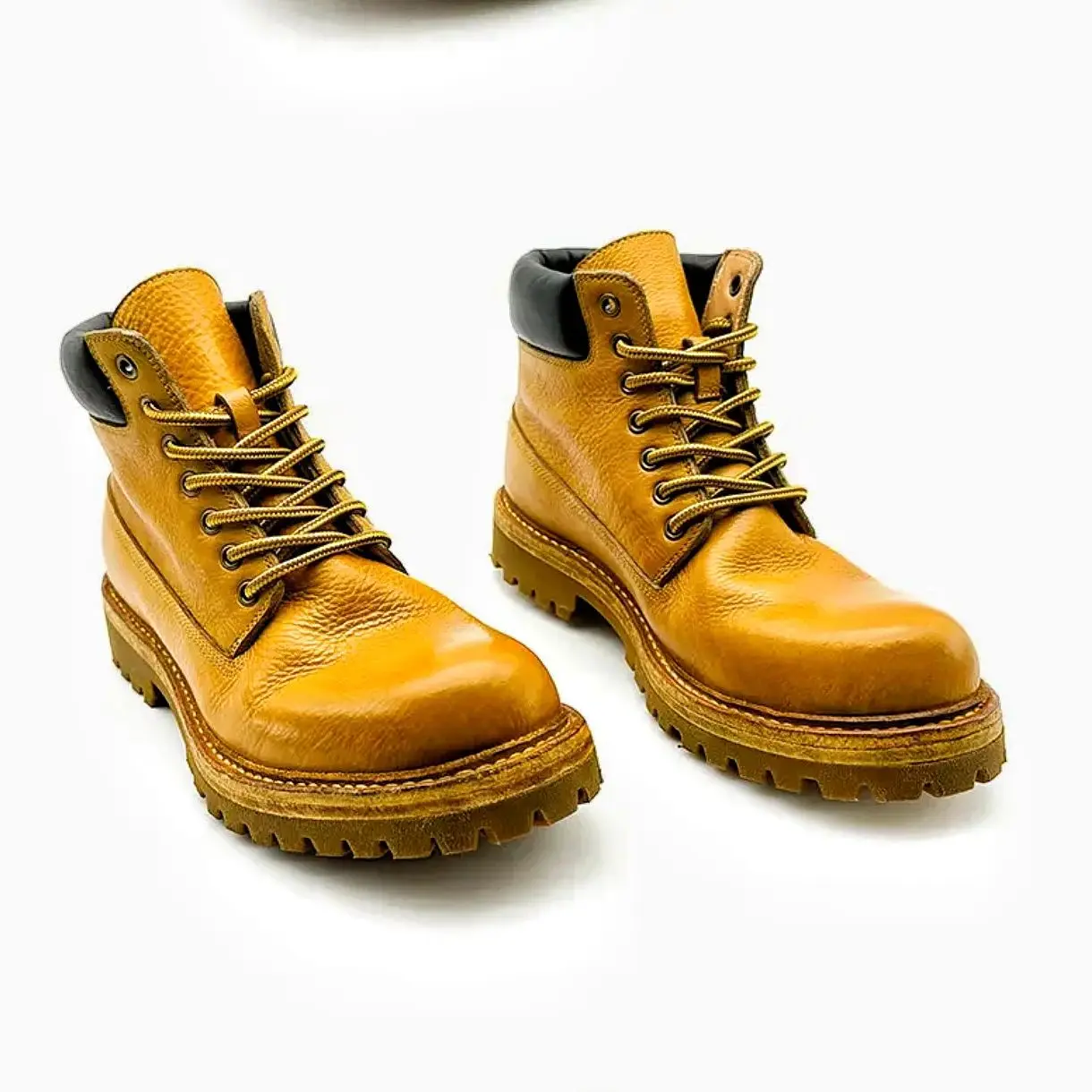 Goodyear Handmade Luxury Big Yellow  Tooling Motor Matin Boots Wear Resistant  Real Picture High Top Botas