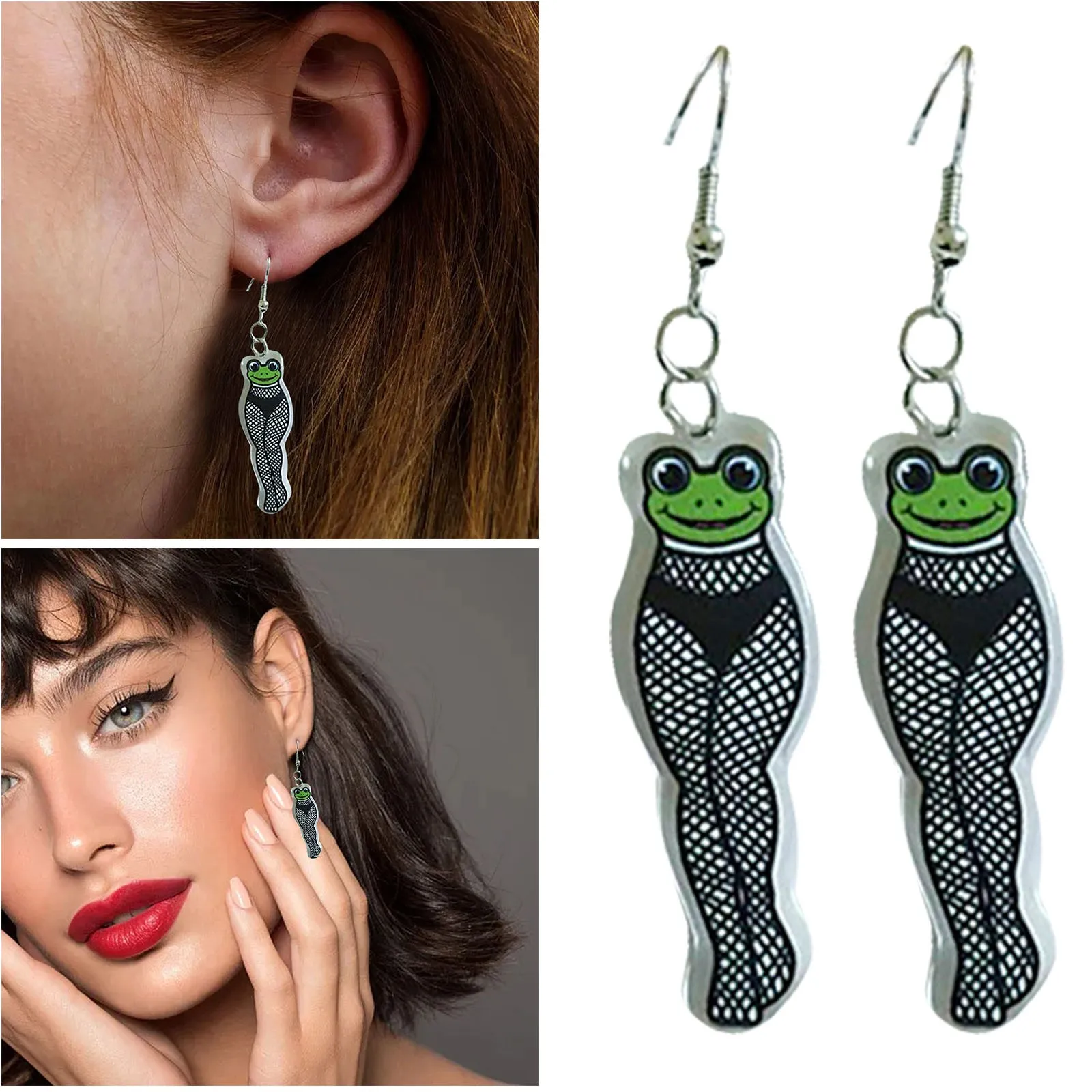 Earrings For Women Luxury High Quality New Acrylic Weird Frog Stocking Earrings Alternative Funny Exaggerated серьги висячие