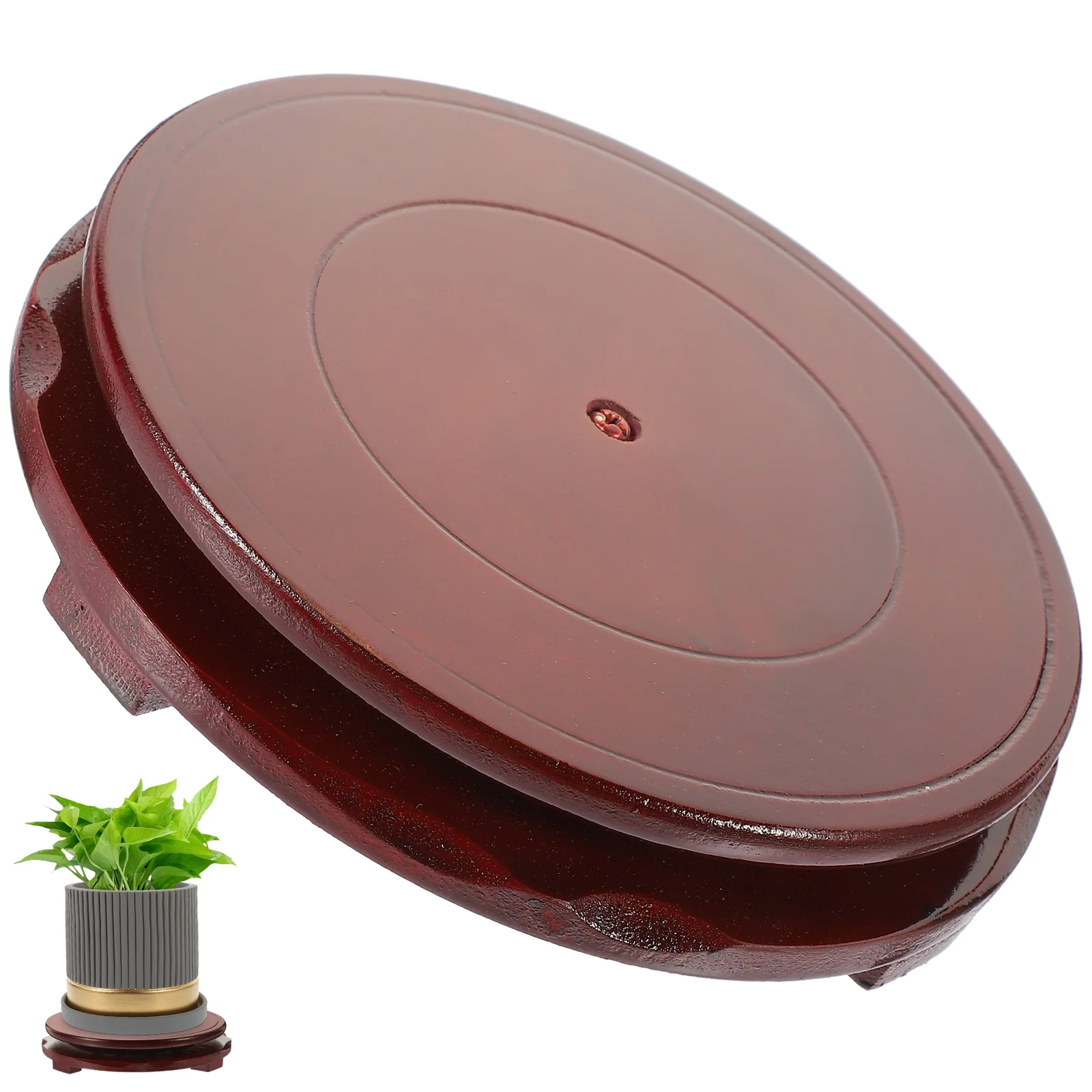 Wooden Rotating Tray Plant Craft Base Trays for Decor Decorate Bonsai Desk Stand Display Statue Round Flower Pot