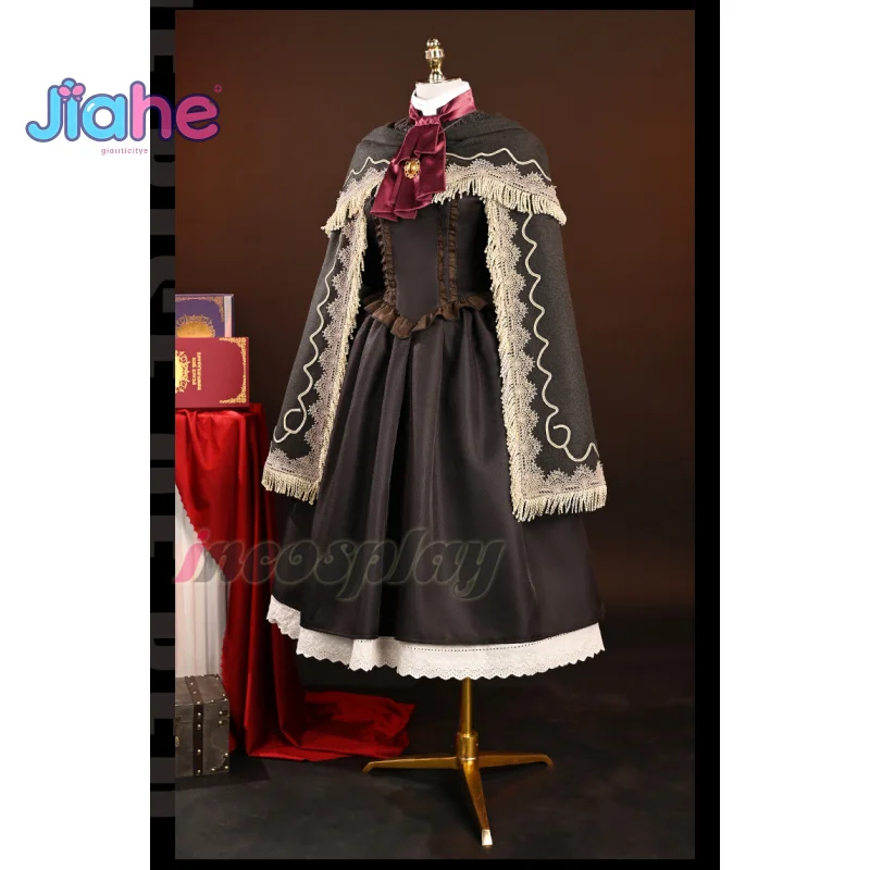 دمية الدمية المنقولة بالدم، دمية تنكرية لابنة الكون، زي شال وقبعة وشاح، فستان واقي اليد، زي حفلات الهالوين