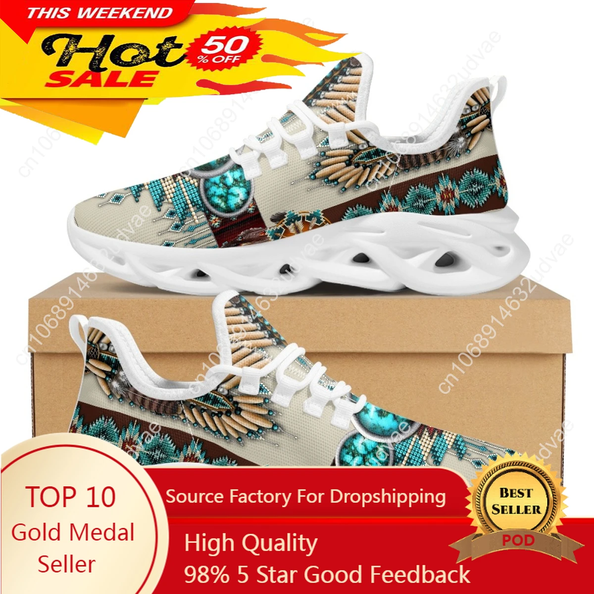 

Ethnic Tribal Aztec Platform Shoes for Women Casual Mesh Shoes Dreamcatchers Print Breathable Lace up Mesh Sneakers