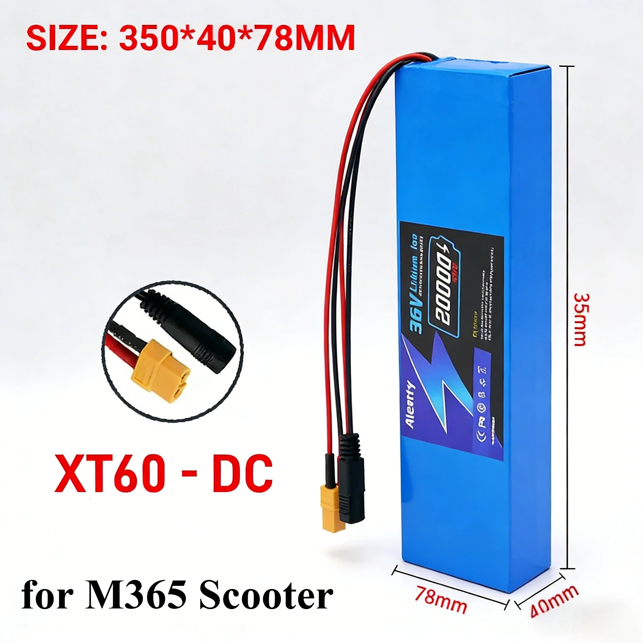 

Aleaivy 36V 42V 10S4P Lithium Battery – 20000mAh Long-Range Upgrade Spare for M365 Scooter 350W/500W High-Power Vehicle