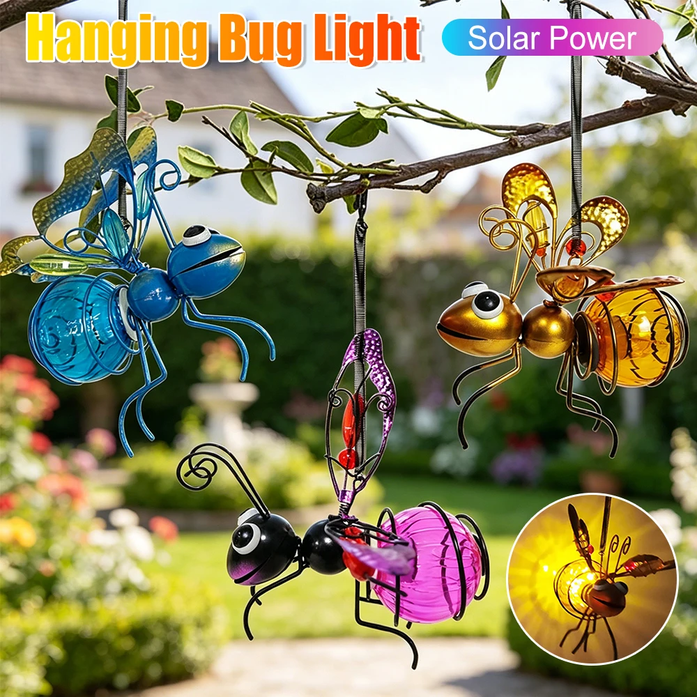 Lighting Bug Decor - Güneş Enerjili Asılı Böcek Lambası Metal