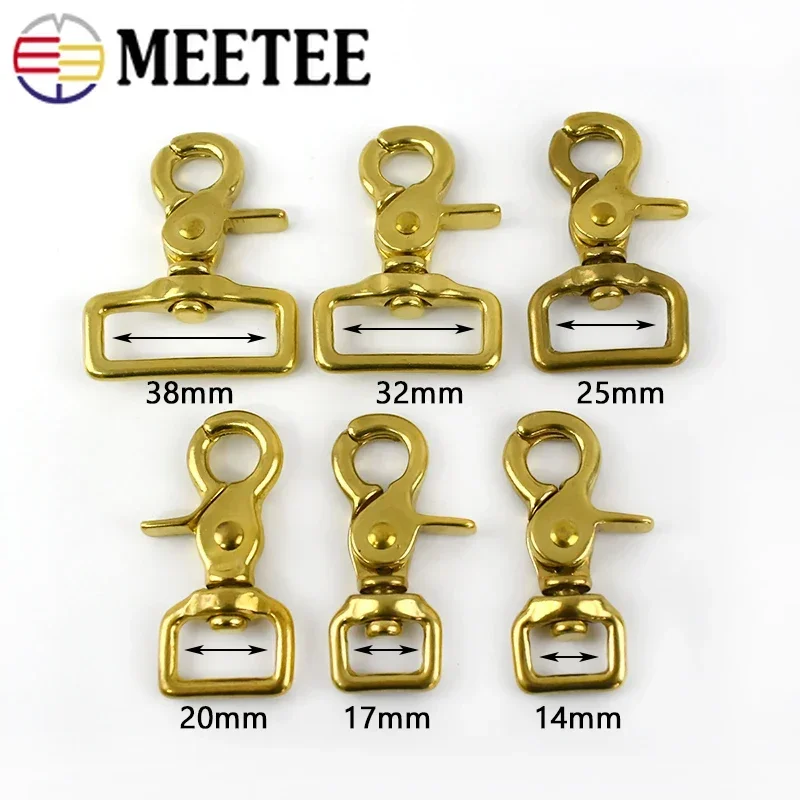 Meetee 2/5Pcs 10-38mm Pure Brass Buckles Carabiner Metal Dog Collar Hook Clips Luggage Straps Hang Snap Buckle Sewing Accessory