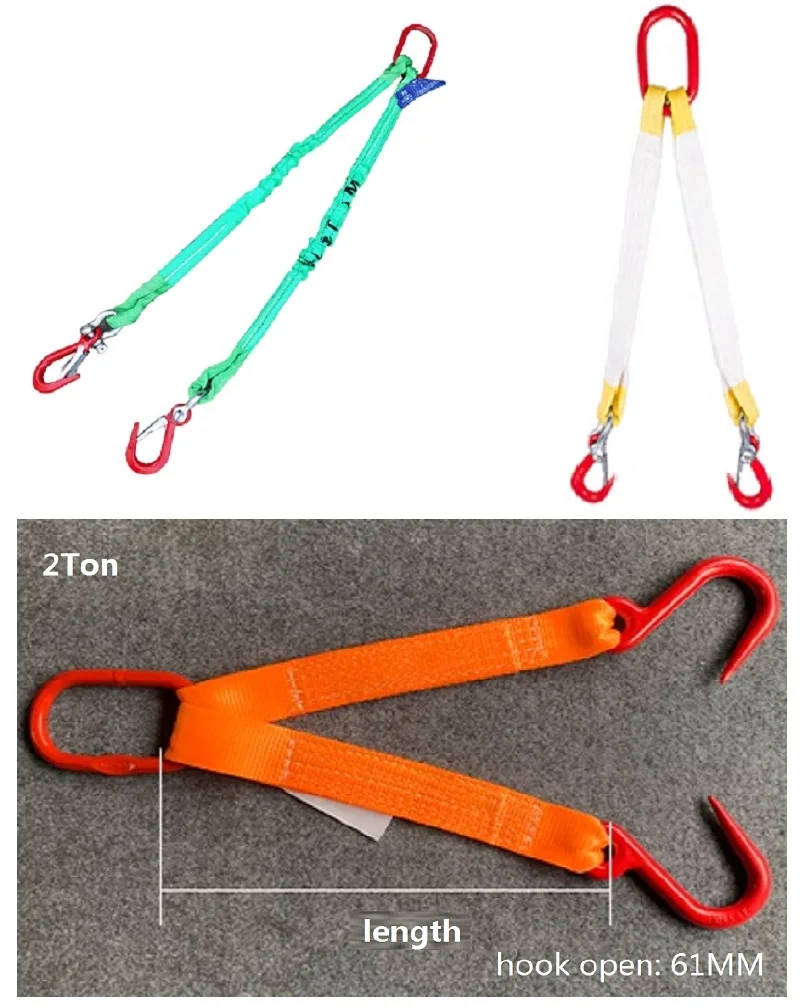 

1Ton-3Ton1-4M 2-ногий мягкий круглый строповой подъемник с 2 крючками, полный комплект подъемного зажима в сборе