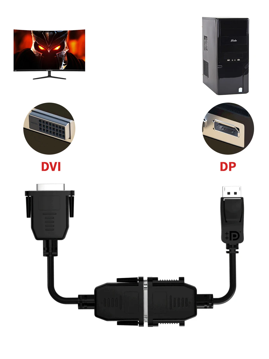 DisplayPort to DVI Cable 1080P DP to DVI-D monitor cable DisplayPort in to DVI out converter adapter for Nvidia  HP Dell Asus