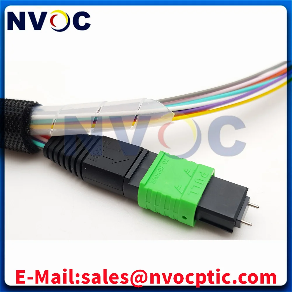 12コアsm、mpoapc-upcオス-12lcupc-sc-fc-stハーネスおよびファンアウトmpoファイバーピグテール、09mm、50cmファンアウトピグテール、b極性-senko