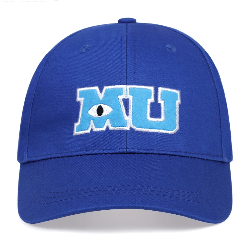 Fashion Men Baseball Cap Monsters University MU Letters Embroidery Women Snapback Hats Big Eye Comic Unisex Cotton Sun Blue Hats