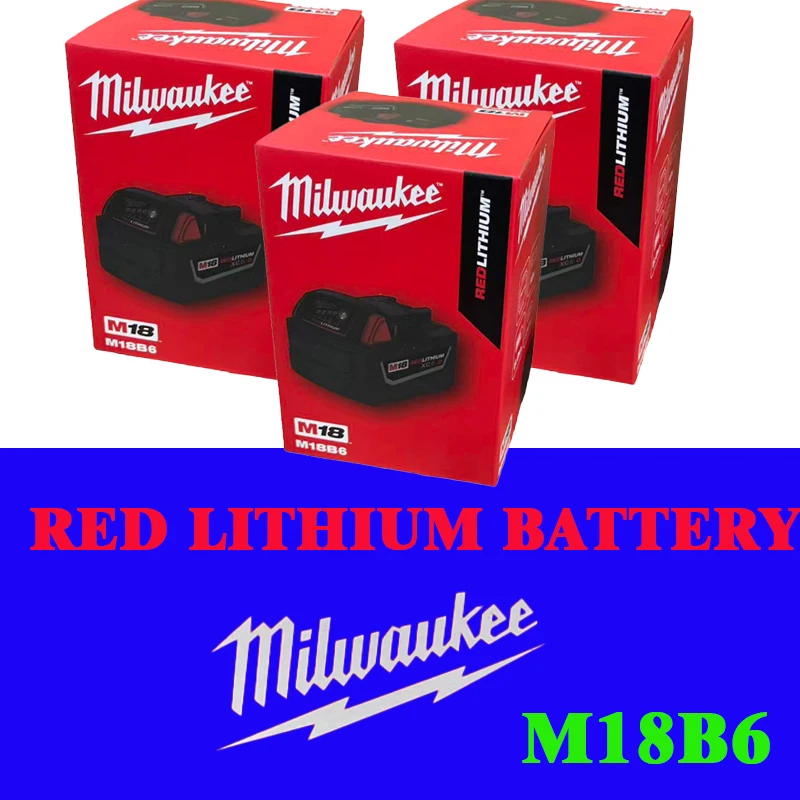 

Milwaukee Red lithium Battery ，18V 6.0Ah Fit for M18 Cordless Tools 2629-20 2641-20 2701-20 & 48-11-1840 48-11-1820 Battery