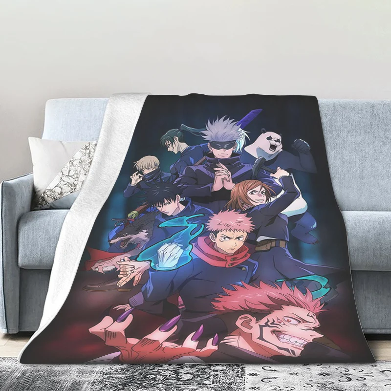 Anime Sofa Blankets for Winter Sukuna Microfiber Bedding Flannel King Size Warm Bed Fleece Camping Fluffy Soft Blankets