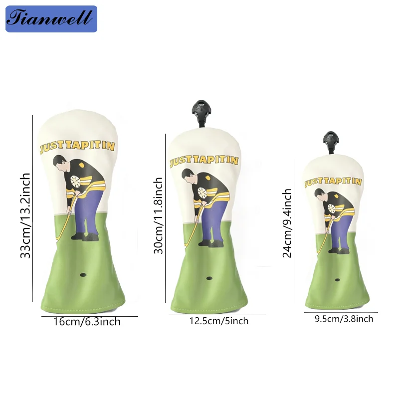 Divertida Funda para Palos de Golf con Diseño de 'Just Tap It In', Material PU, Apta para Driver, Fairway Wood y Híbridos