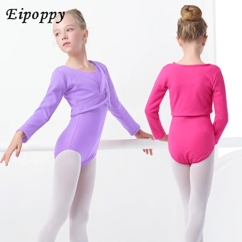 Girls Dance Shawl Coat Kids Leotards Dance Knitwear Velvet Thicken Tops Ballet Clothes Dance Wear Thick Overall for Winter 