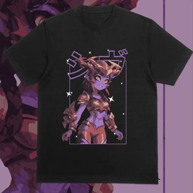 Japanese Style Shyvana, Gaming Shirt, Fanart, Clothes, anime-inspired shirt, cute gaming tee, pastel goth style