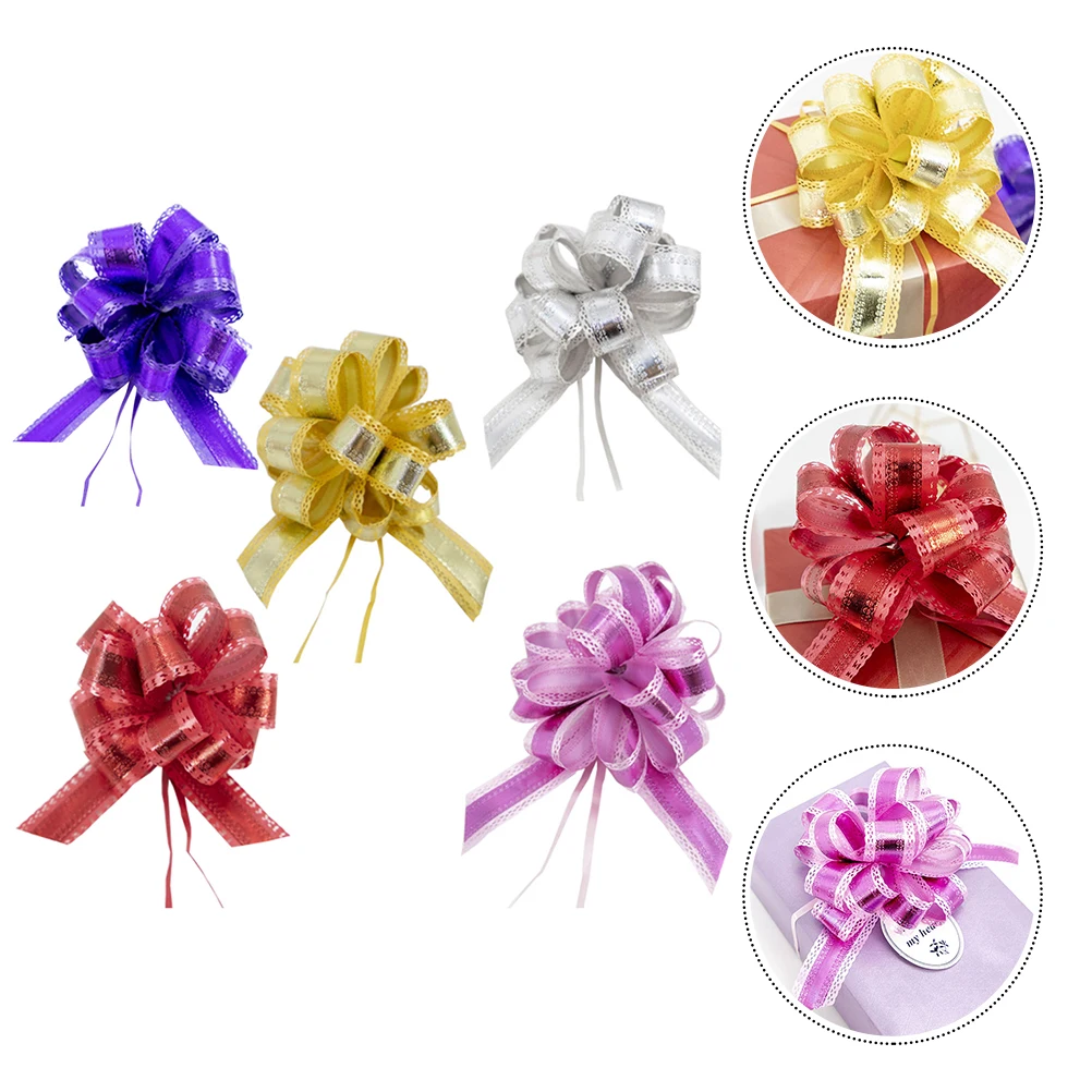 5 قطع على شكل أقواس لحفلات الزفاف وأعياد الميلاد صندوق تزيين على شكل زهرة هدية عيد ميلاد سحب على شكل زهرة هدية قوس سحب #2