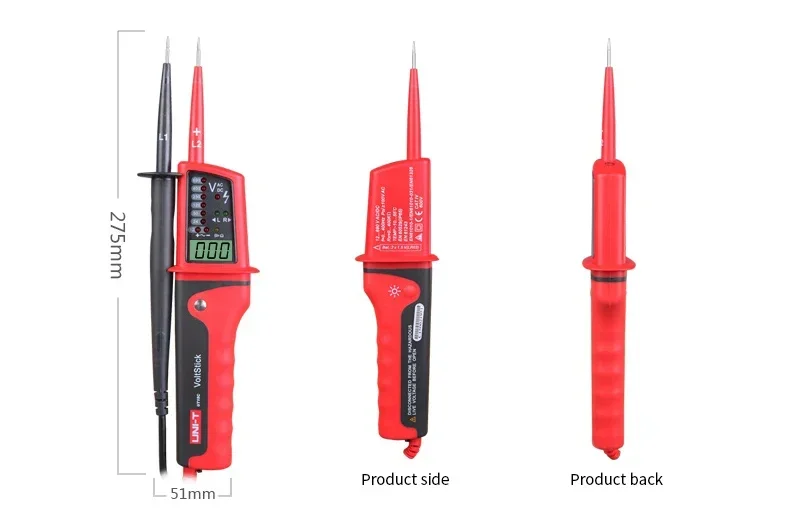 Imagem -06 - Medidor de Tensão Digital à Prova Dágua Testadores de Tensão com Display Lcd Alcance Automático Rotação de Fase ac e dc 24v690v Uni-t-ut15c
