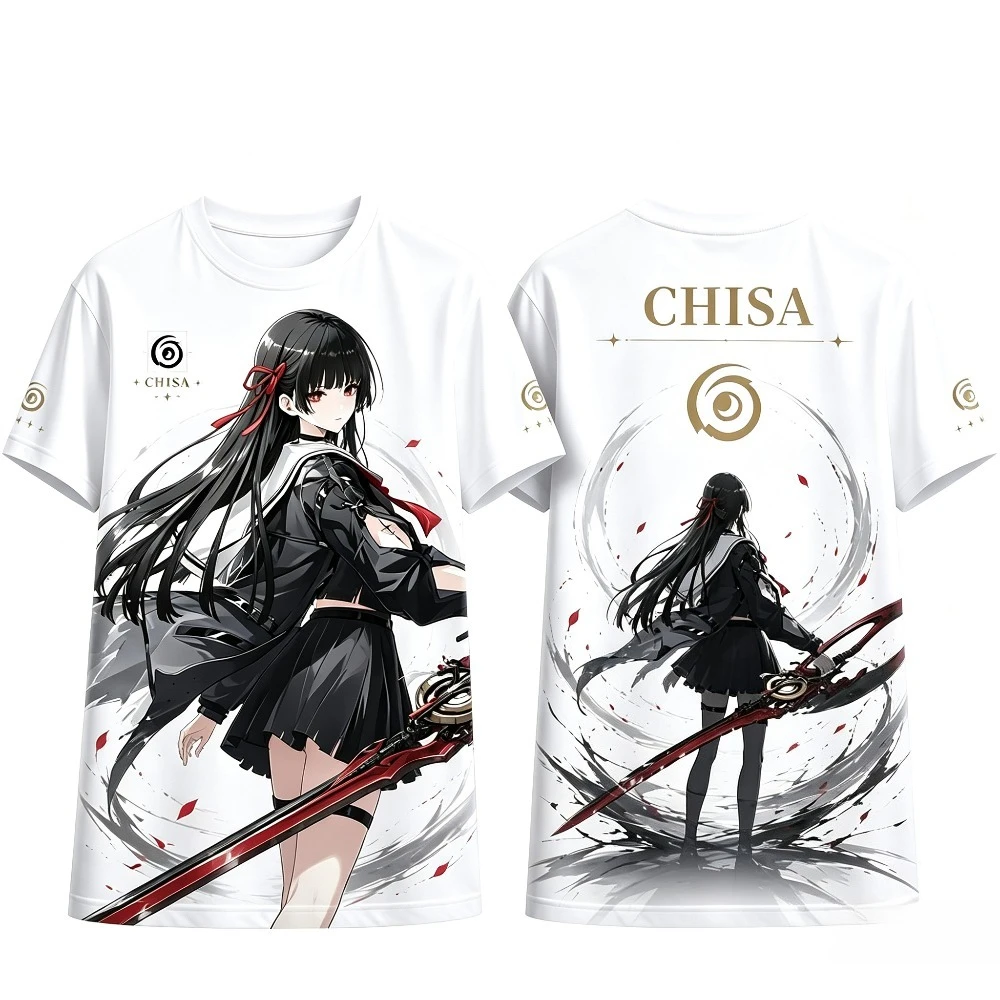 Character All Over Print T-Shirt Aemeath Chisa Augusta Anime Graphic Short Sleeve Tee Game Merchandise Casual Summer Tops