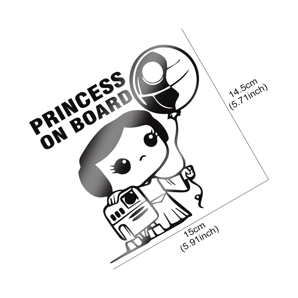 14.5x15cm Princess On Board Reflective Car Stickers Baby On Board Auto Vinyl Film Decals For Car Body Windows Car Accessories view 5