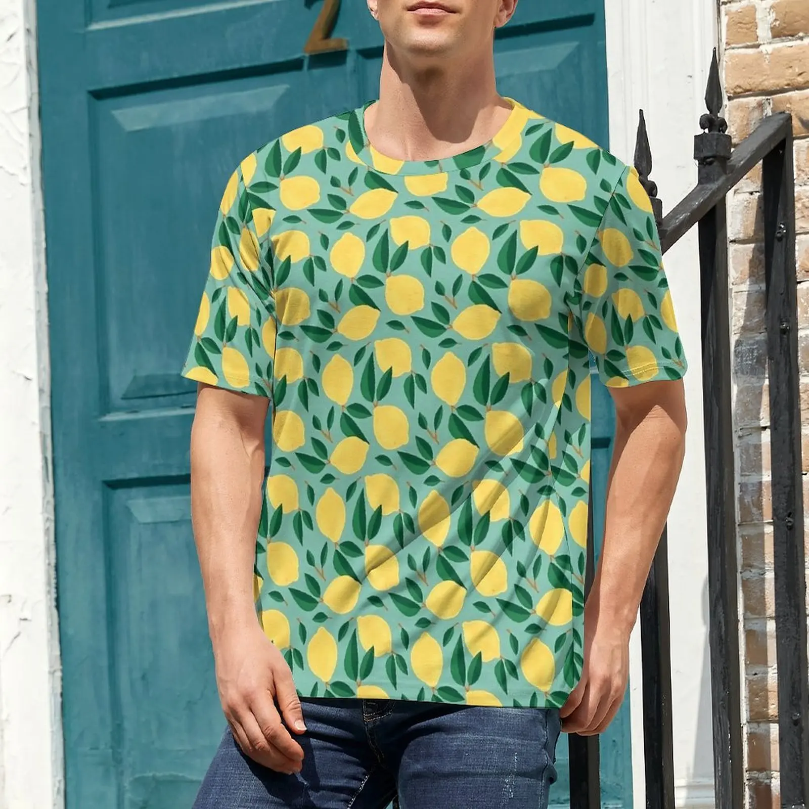 Mens Fruit Print T Shirt Marley Lemon Novelty T-Shirts Short-Sleeved Printed Tops Hot Sale Summer Casual Oversized Top Tees