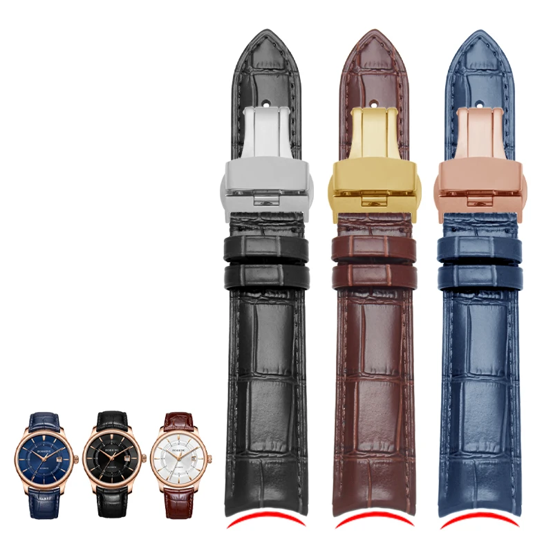 For Jaeger-LeCoultre Accessories Men\'s Replace Moon Phase Master Clown Series Beichen Arc Interface Genuine Leather Watchband