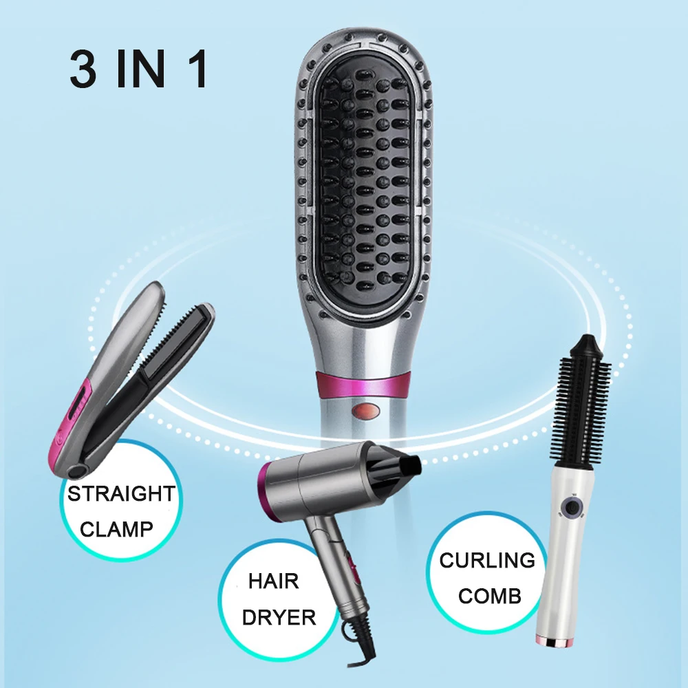 Electric Hair Dryer Comb Straightener Dual-purpose Hot Air Brush Ceramic Anti-ironing Blower Multi-function  Styling Tools