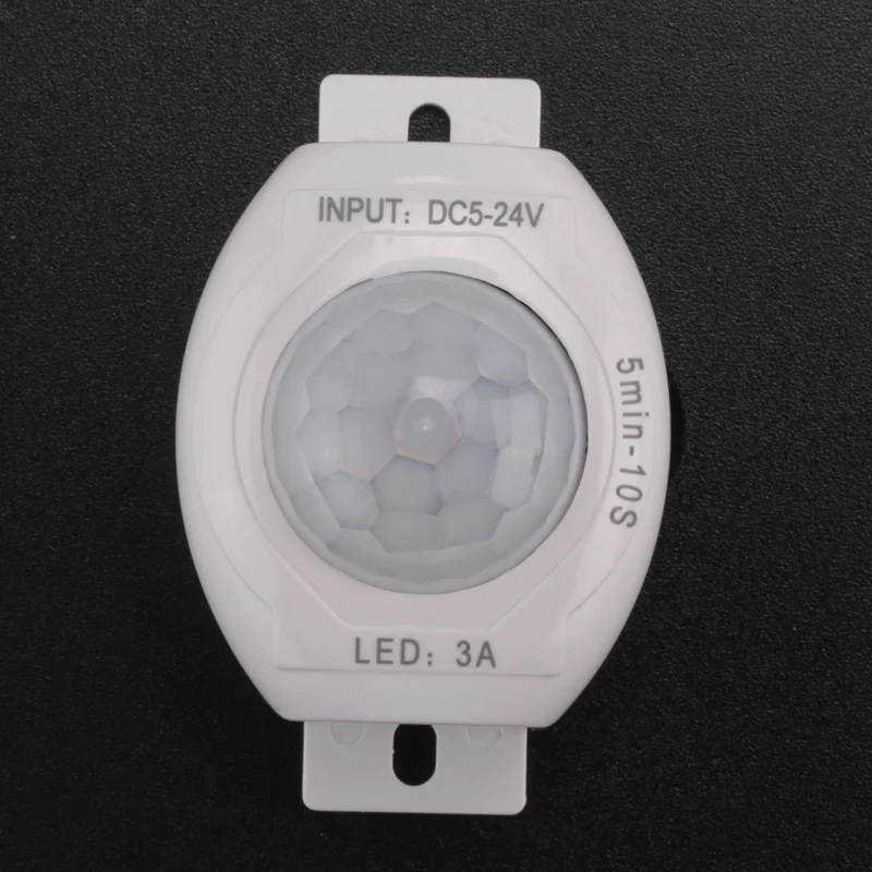 PIR Infrared Motion Sensor Detector DC5-24V Auto On Off Timer Switch Home LED Light Body PIR Motion Sensor Lamp(White)