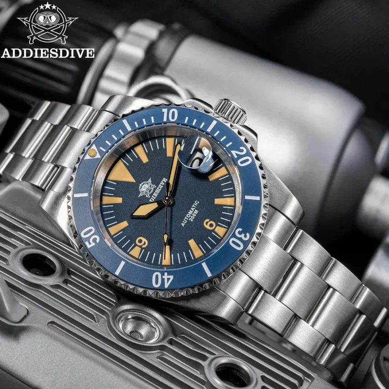 ADDIESDIVE Top Sale Men\'s Watch 20Bar Diving Sapphire Crystal Ceramic Bezel C3 Luminous Automatic Mechanical Watches