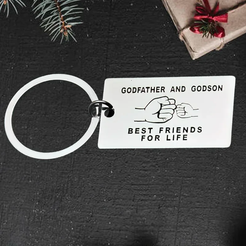 Cute Godfather Fathers Day Keychain Pendant Best Friends for Life Family Gifts Key Chains Keyrings Godfather Gifts