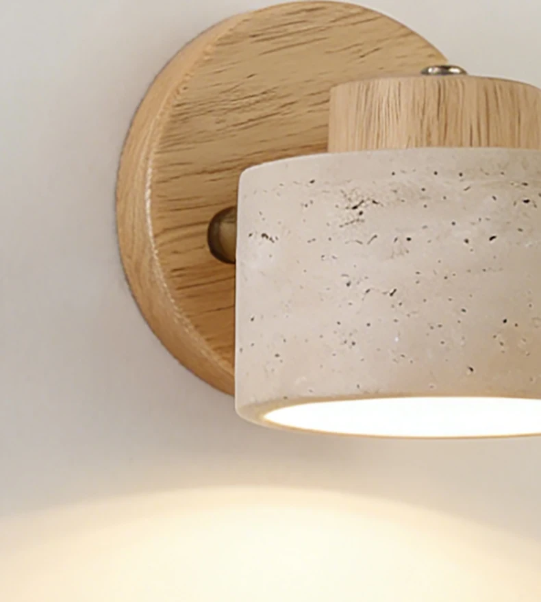 Real Stone Wall Lamp G9 Bulb Wood Base