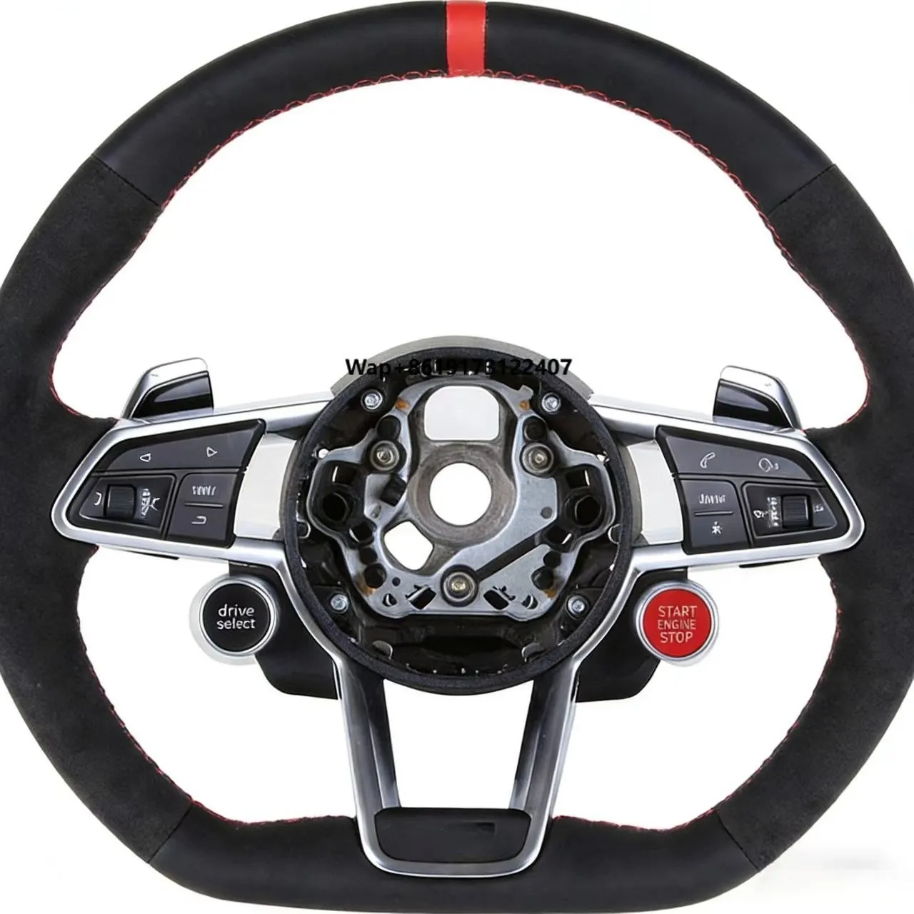 

R8 Racing Flat Bottom Leather Suede Carbon Fiber Car Modification Steering Wheel Assembly