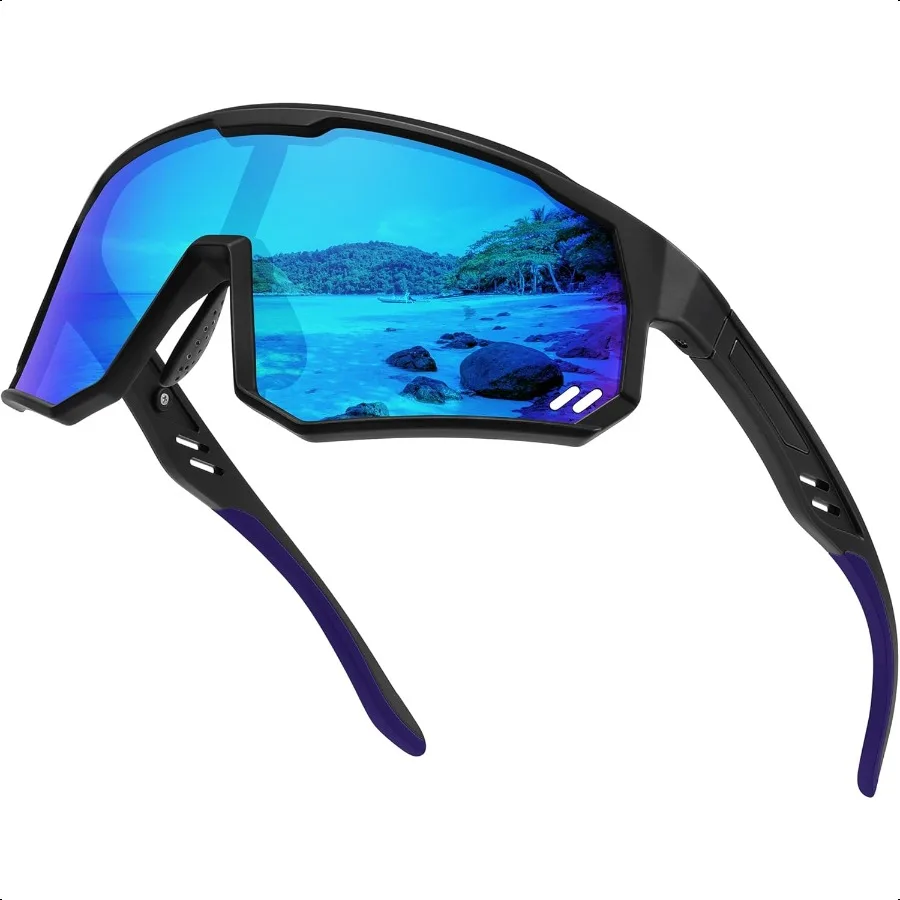 

Polarized Sports Sunglasses for Men Women Wrap Around Cycling Running Sun Glasses UV400 Protection