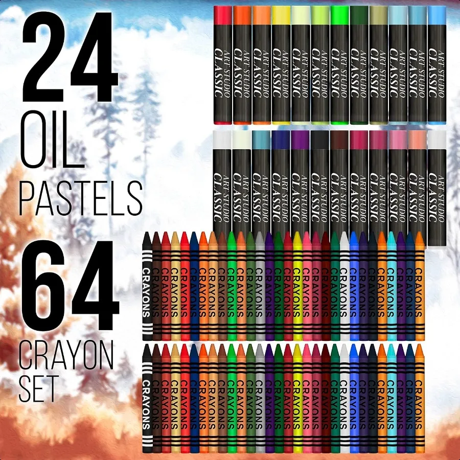 U.S. Art ply 162Piece Deluxe Mega Wood Box Art Painting and Drawing Set Artist Painting Pad 2 Sketch Pads 24 Watercolor Paint C