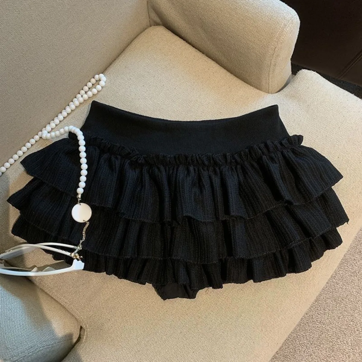 High Waist Balletcore Tiered Mini Skirt for Petite Women, Elastic A-Line Puffy Cake Skirt, Slimming Summer Skirt 2026