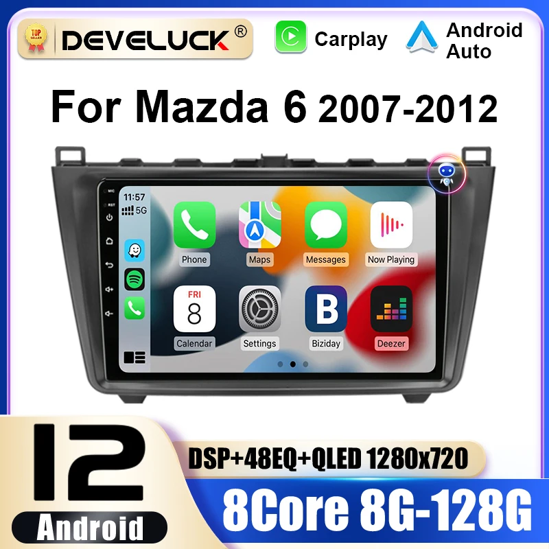 2 Din Android 12 Car Radio For Mazda 6 Rui Wing 2007 - 2012 Multimedia Video Player GPS 4G Carplay Auto Stereo RDS DVD Head Unit