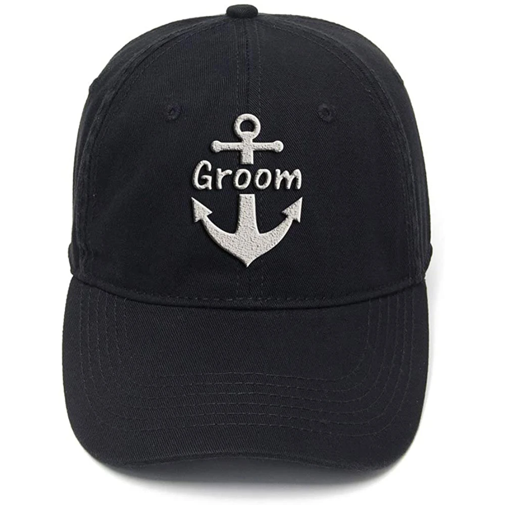 

Lyprerazy Groom Anchor Washed Cotton Adjustable Men Women Unisex Hip Hop Cool Flock Printing Baseball Cap