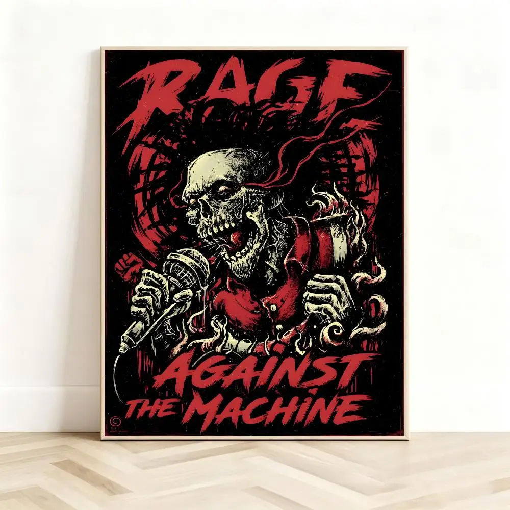 Rock Band Rage Against the Machine Poster Classic Self-Adhesive PP Wall Sticker for Living Room Bar Decor Gift