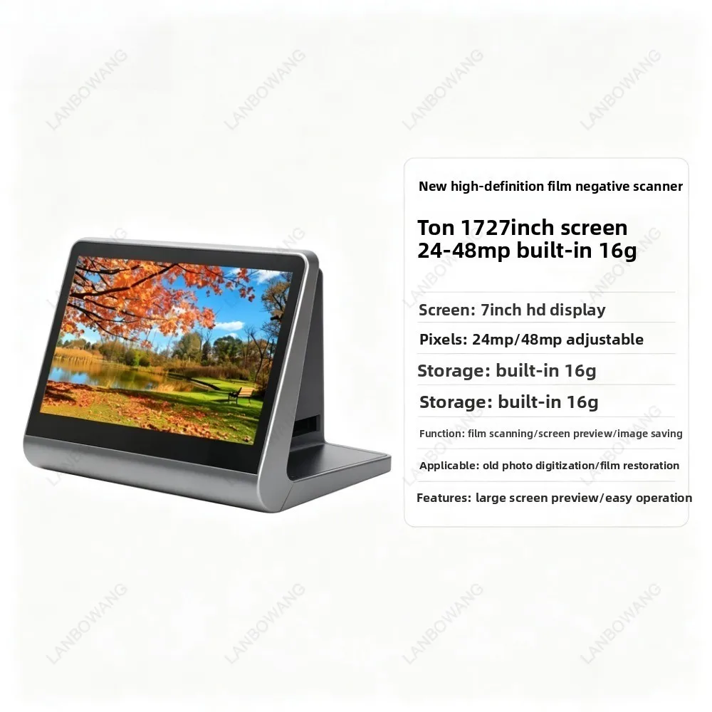 New TON172 Film Negative Scanner 7 Inch HD Screen 24‑48MP Built‑in 16G Storage Film Digitizer