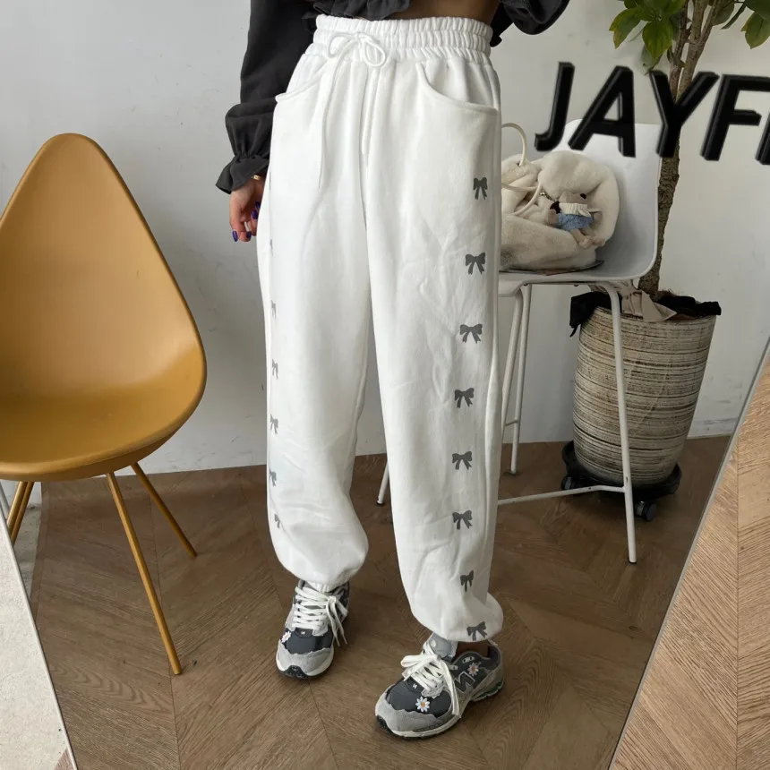 กางเกงลำลองเอวสูงทรงสวย ผ้ามีซับใน เอวยางยืด ลายผูกปม สไตล์เกาหลี สำหรับผู้หญิง ฤดูใบไม้ร่วง ฤดูหนาว ป้องกันริ้วรอย วินเทจ...