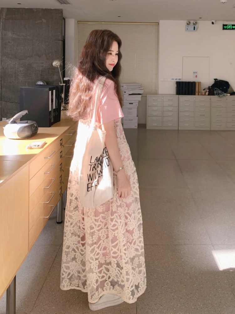 

Pink Casual T-irt Dr Set Women's 2025 Summer New Lazy Sle Age-Defng Ele Faion Two-Piece Set