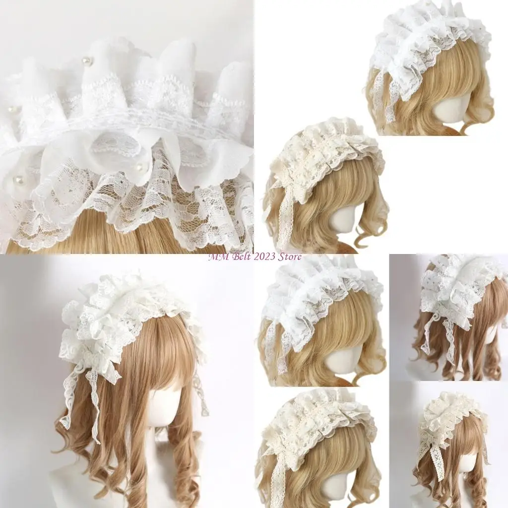 

49ME Ribbon Bowknot Headband Maid Anime Dress Up Costume Teens Subculture Headwear