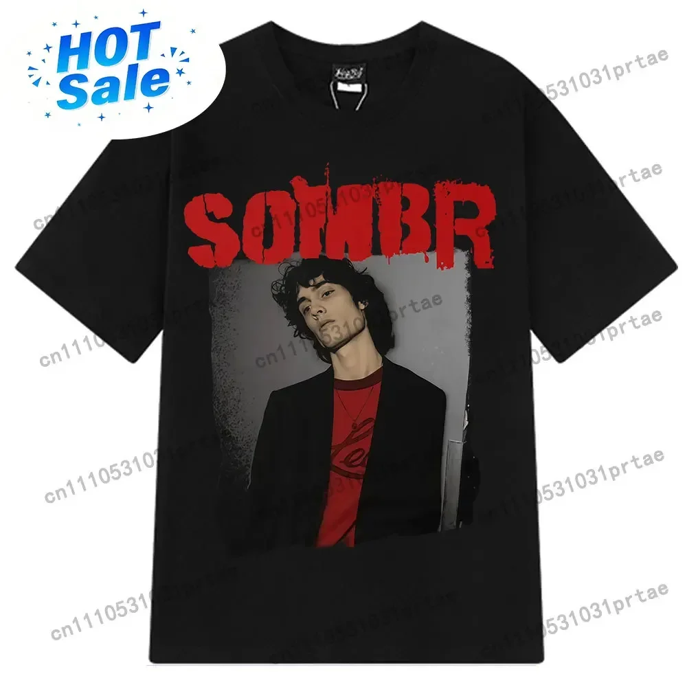 Singer SOMBR Classic Poster Print Fashion Vintage T-shirt Men Women Casual Cotton Round-neck T-shirt Hip-hop Harajukul T-shirts