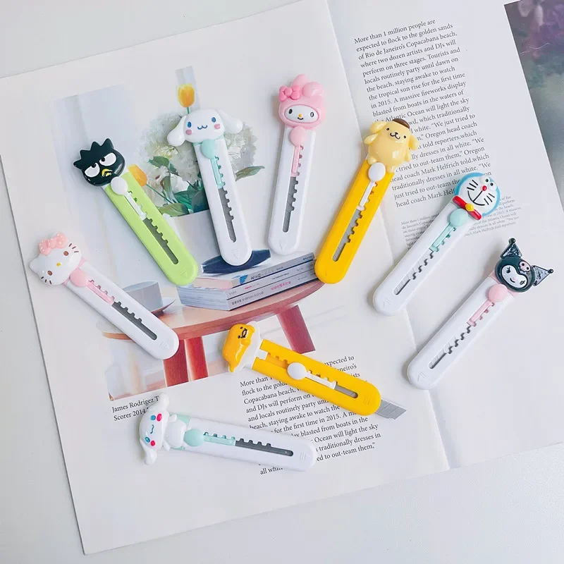 مرحبا كيتي سكّين متعدّد الاستخدامات لطيف أطفال قرطاسية فتاة محمول مصغّر أونبوكسينغ أداة ورقة تمزيق سكين مكتب اللوازم المدرسية هدية