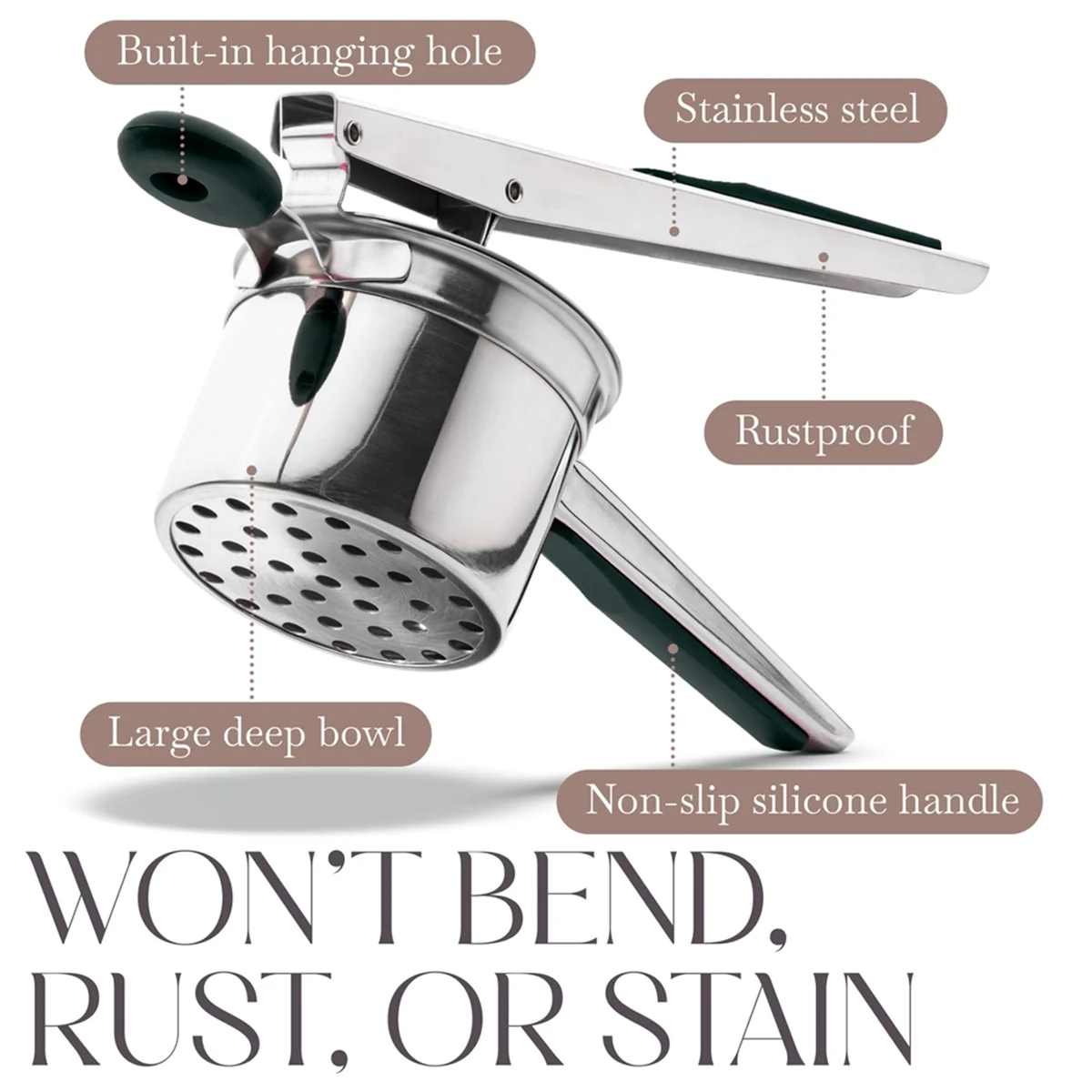 

A25I картофельница 15 унций с 3 сменными дисками, ручная картофельная машина для картофеля, кухонный инструмент из нержавеющей стали, блендер