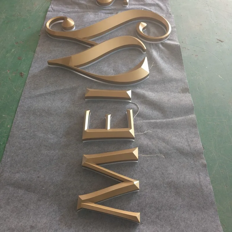 Custom made outdoor use 3D back lighted stainless steel channel letter signs for shop name, store signs logo