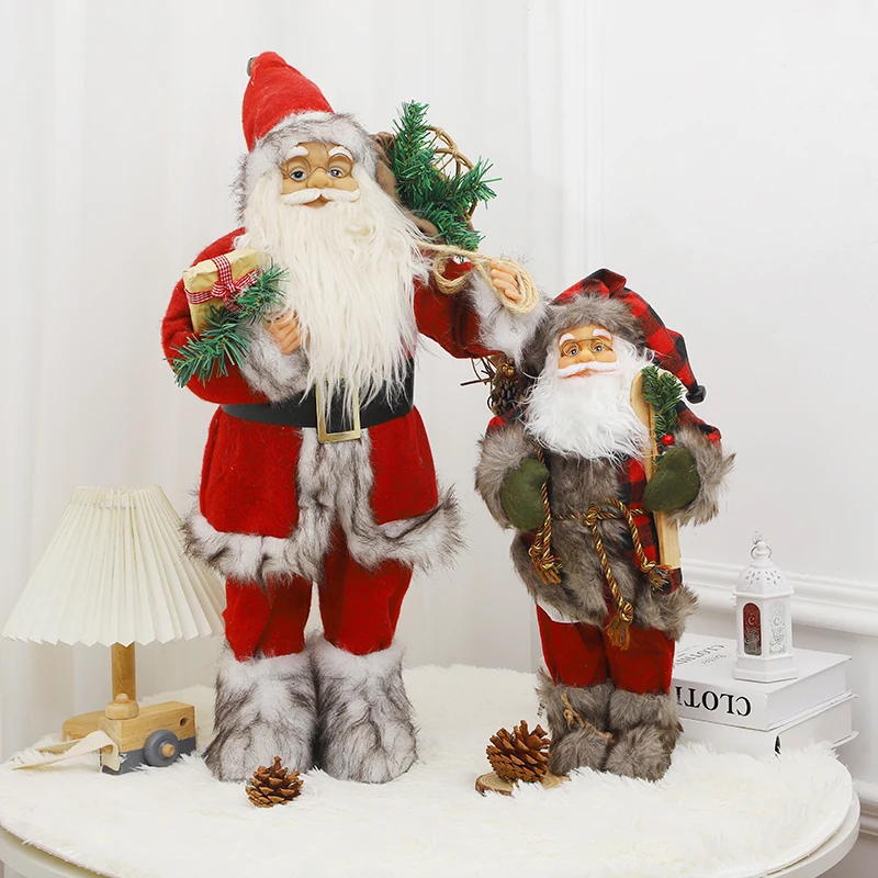 New Big 60cm Santa Claus Doll Merry Christmas Decorations for Home Children's 2023 New Year Toy Gift Decor Party Supplies