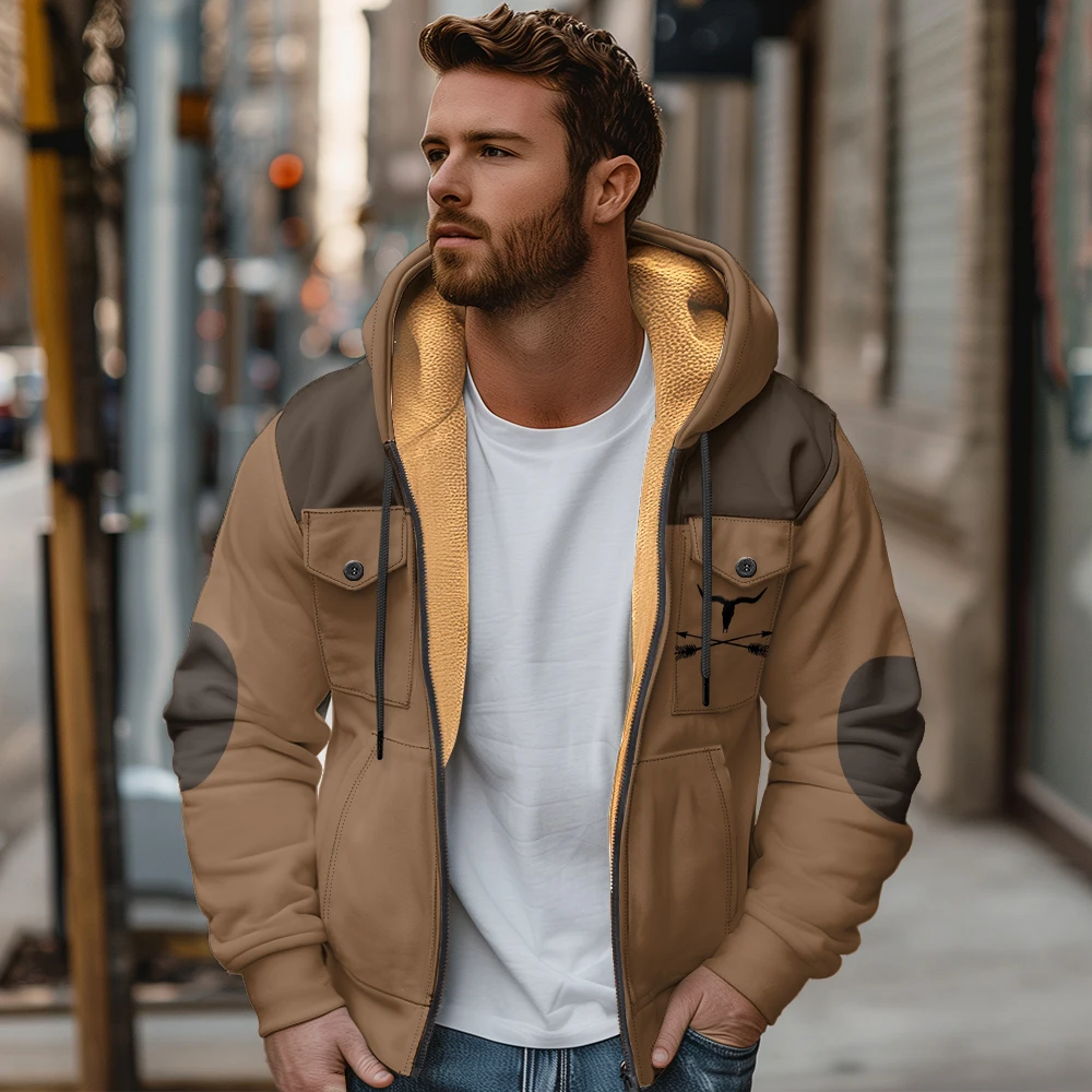 Stylish Winter Warm Cotton Parka Coat for Men, Loose-Fitting Casual Jacket with Hood for Outdoor