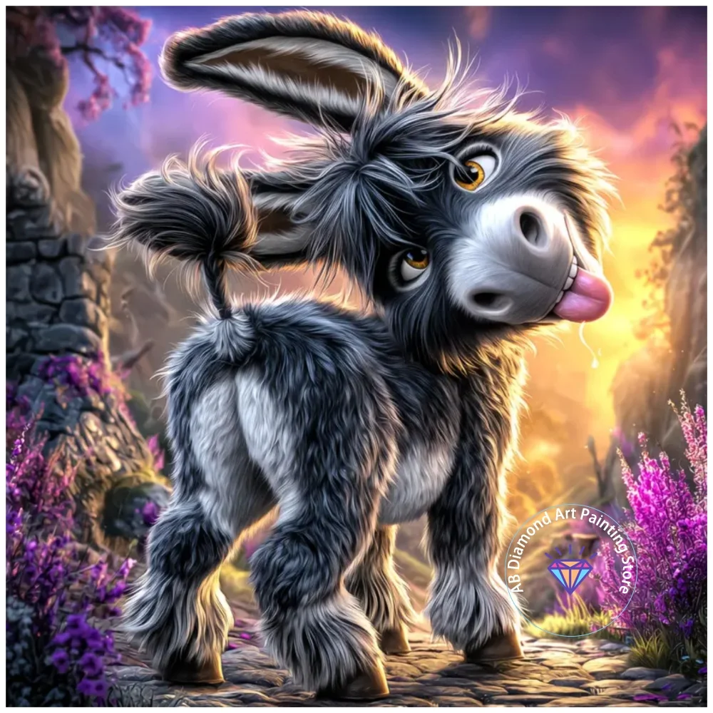 

New Naughty Donkey AB Diamond Painting Kit Square Round Diamond 5D DIY Cross Embroidery Handmade Art Exquisite Gift Home Decor